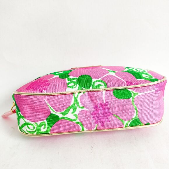 Lilly Pulitzer for Estee Lauder Pink Green Floral Travel Make-up Bag Pouch 9"x5" - Picture 6 of 8